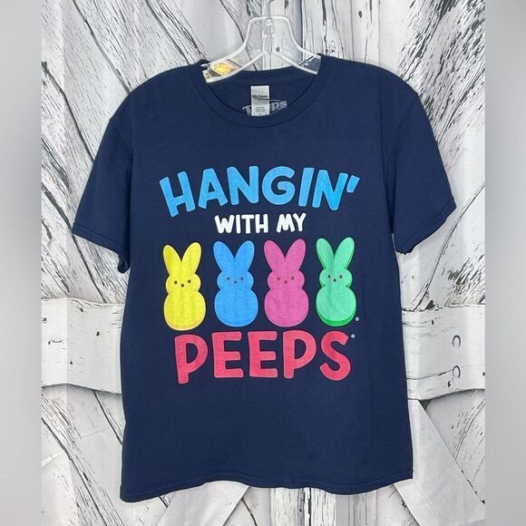 Hangin’ With My Peeps Graphic Tee Navy L - Picture 1 of 4